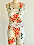 Ivory Floral Sleeping Boxers & Crop Top