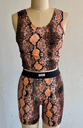 Peach Python Sleeping Boxers & Crop Top Set