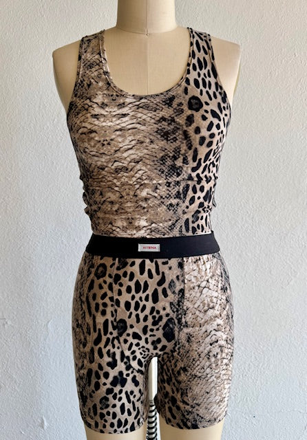 Grey Animal Sleeping Boxers & Crop Top