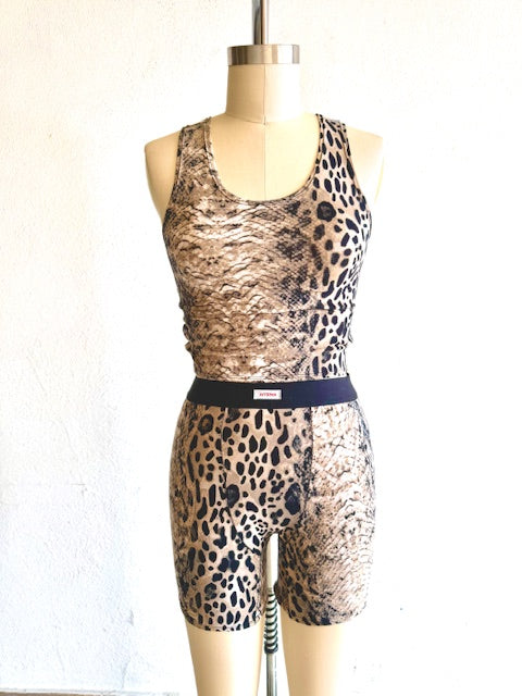 Grey Animal Sleeping Boxers & Crop Top