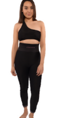 Compression shape wear with 4" ribcage waistband and one shouldered post-surgical bra