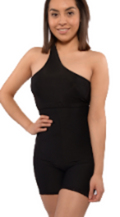 Compression shape wear with 4" ribcage waistband and one shouldered post-surgical bra